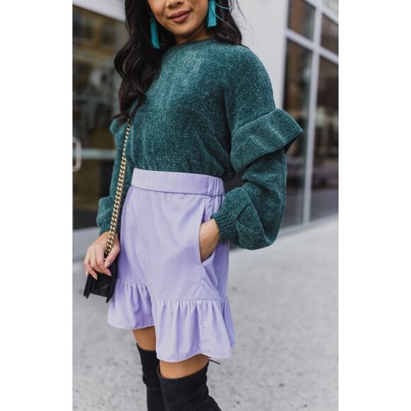 J.Crew Dresses & Skirts - J. Crew Light Purple Velvet Peplum Pull On Mini Skirt Womens Large?